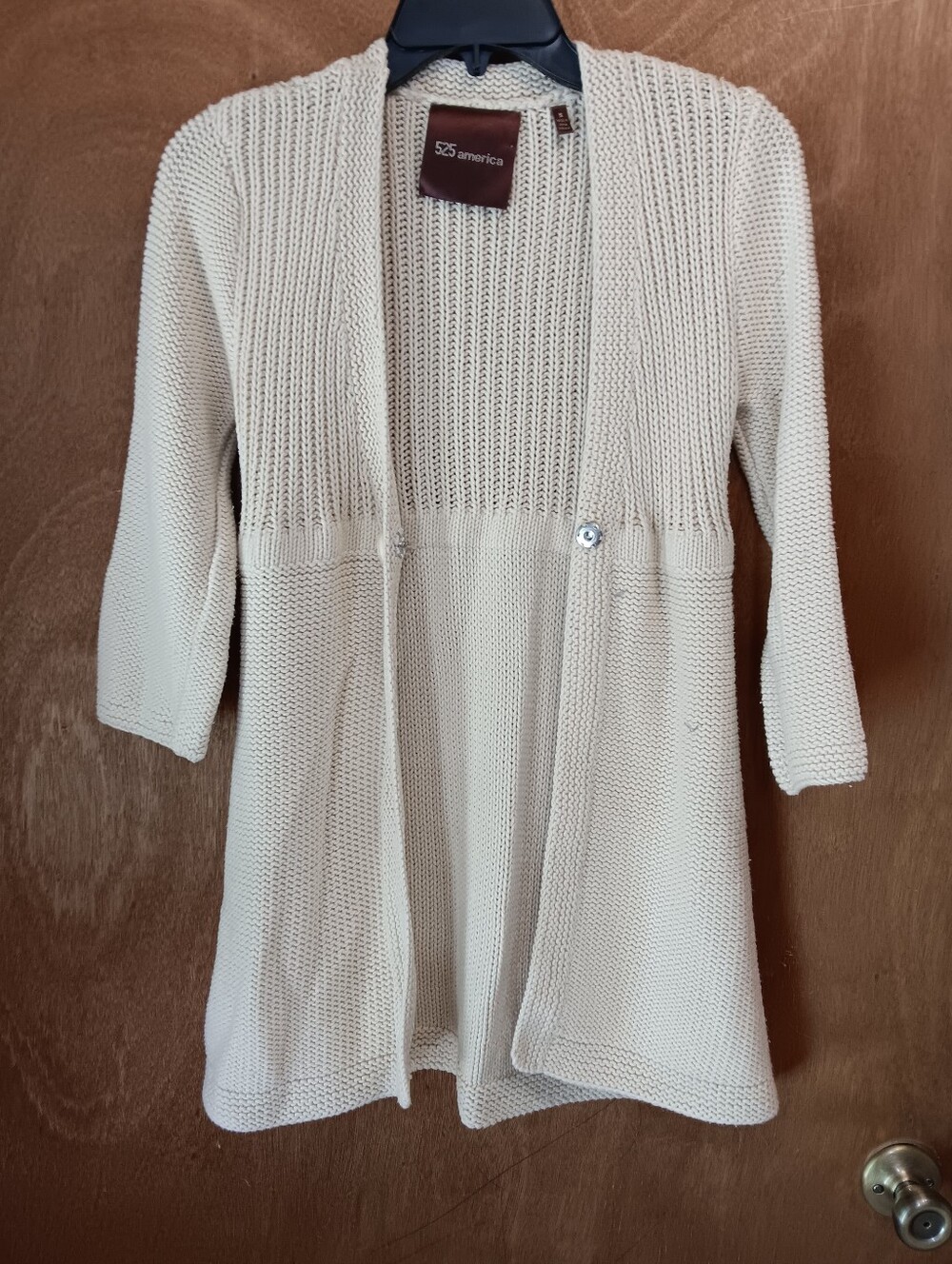 525 America Light Cream Open-Front Knit Cardigan